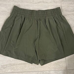 Vuori Dark Green Gathered Waistband